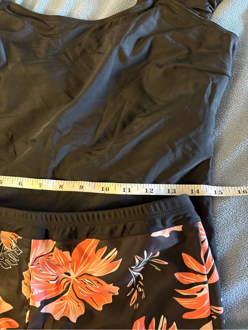 NWT- large Black Ruffle Strap Tank Top & matching floral short boy short bottom